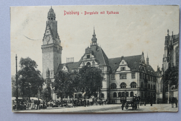Ansichtskarte AK Duisburg 1909 Burgplatz Rahthaus Marktstände Markttag Architektur Ortsansicht NRW